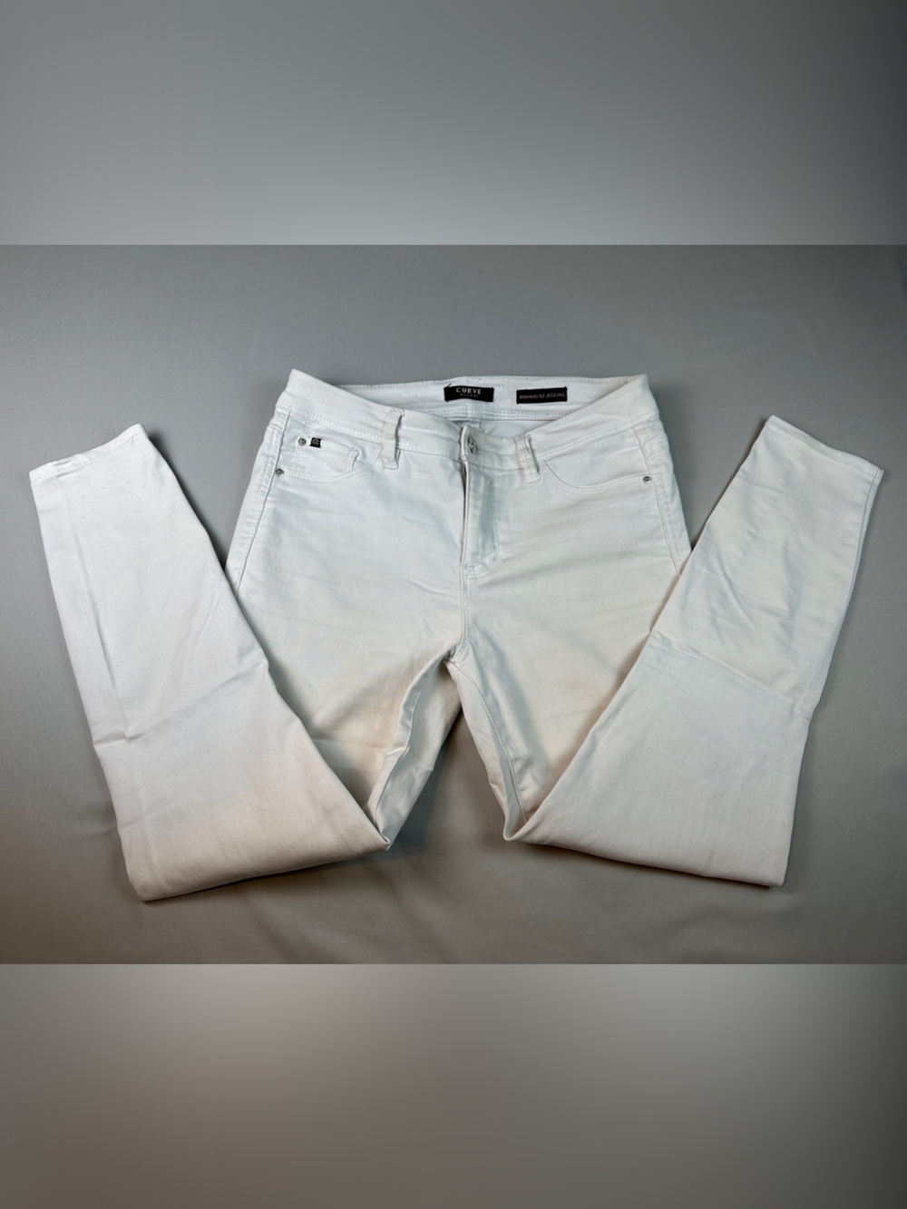 Curve Appeal White Mimimalist Jegging Pants Stretch Skinny Jeans Straight Ankle